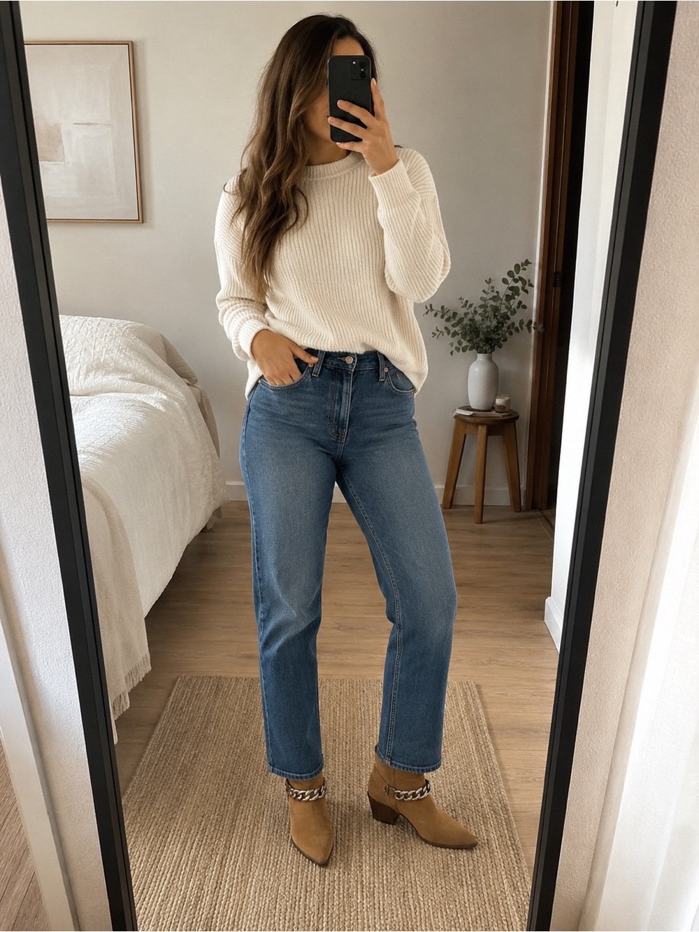Madewell Straight Leg Crop Jeans Side Slit Hem Medium Wash Denim Women’s Size L